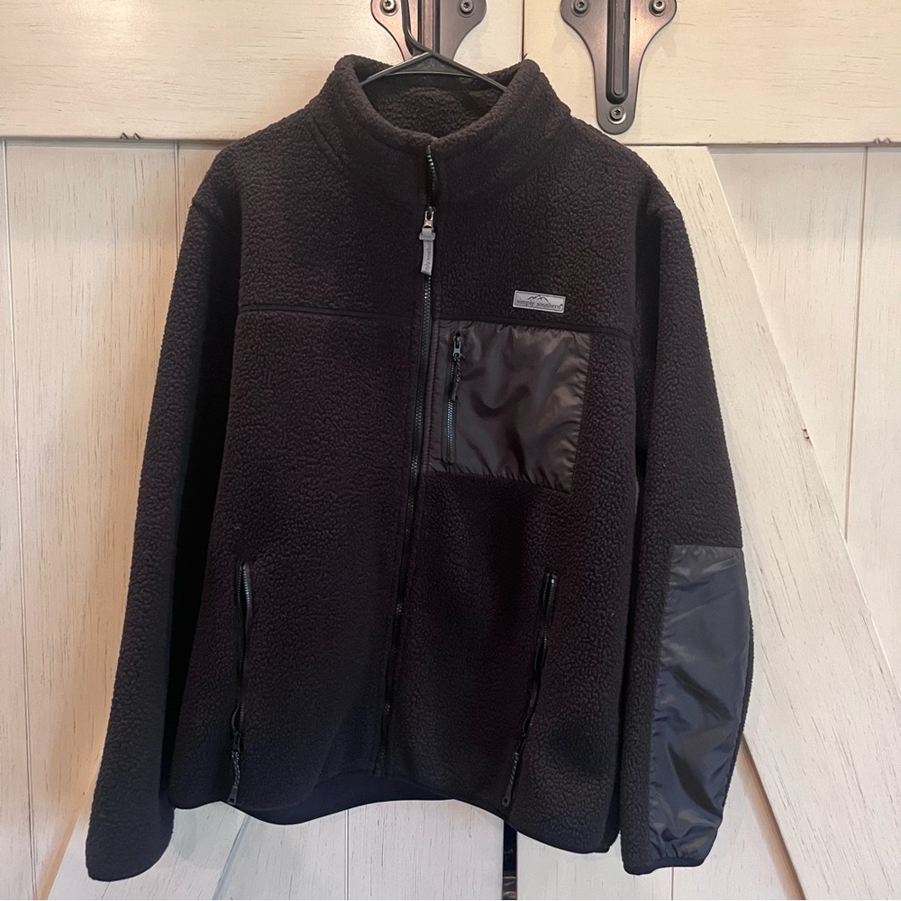 Simply Southern Black Sherpa Zip Jacket Size Medium